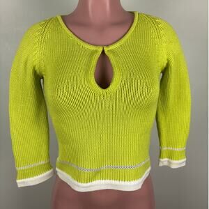 Karen Millen Brat Green Sweater size 1 XS cotton blend 90s Y2K